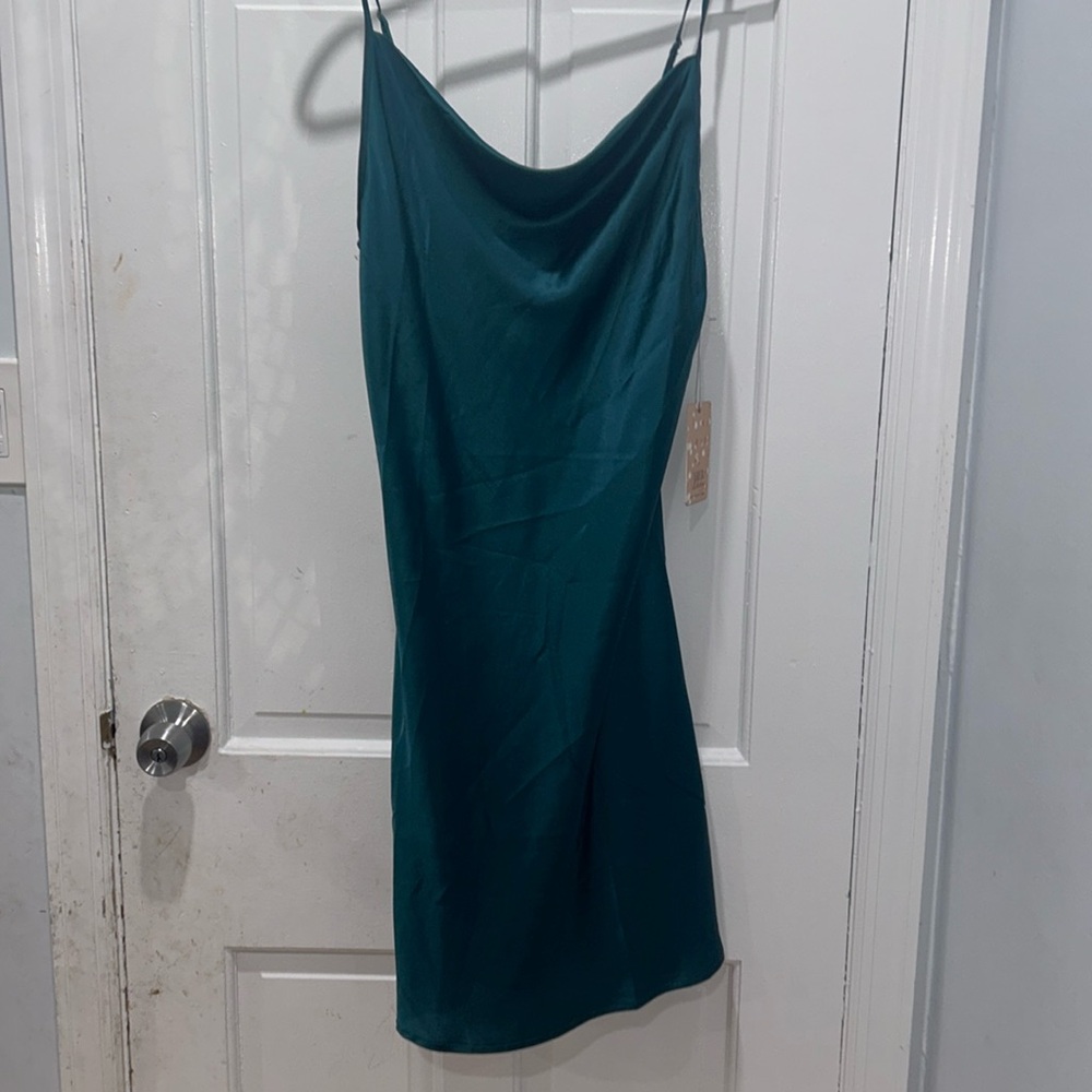 Green Satin Mini Dress Size M